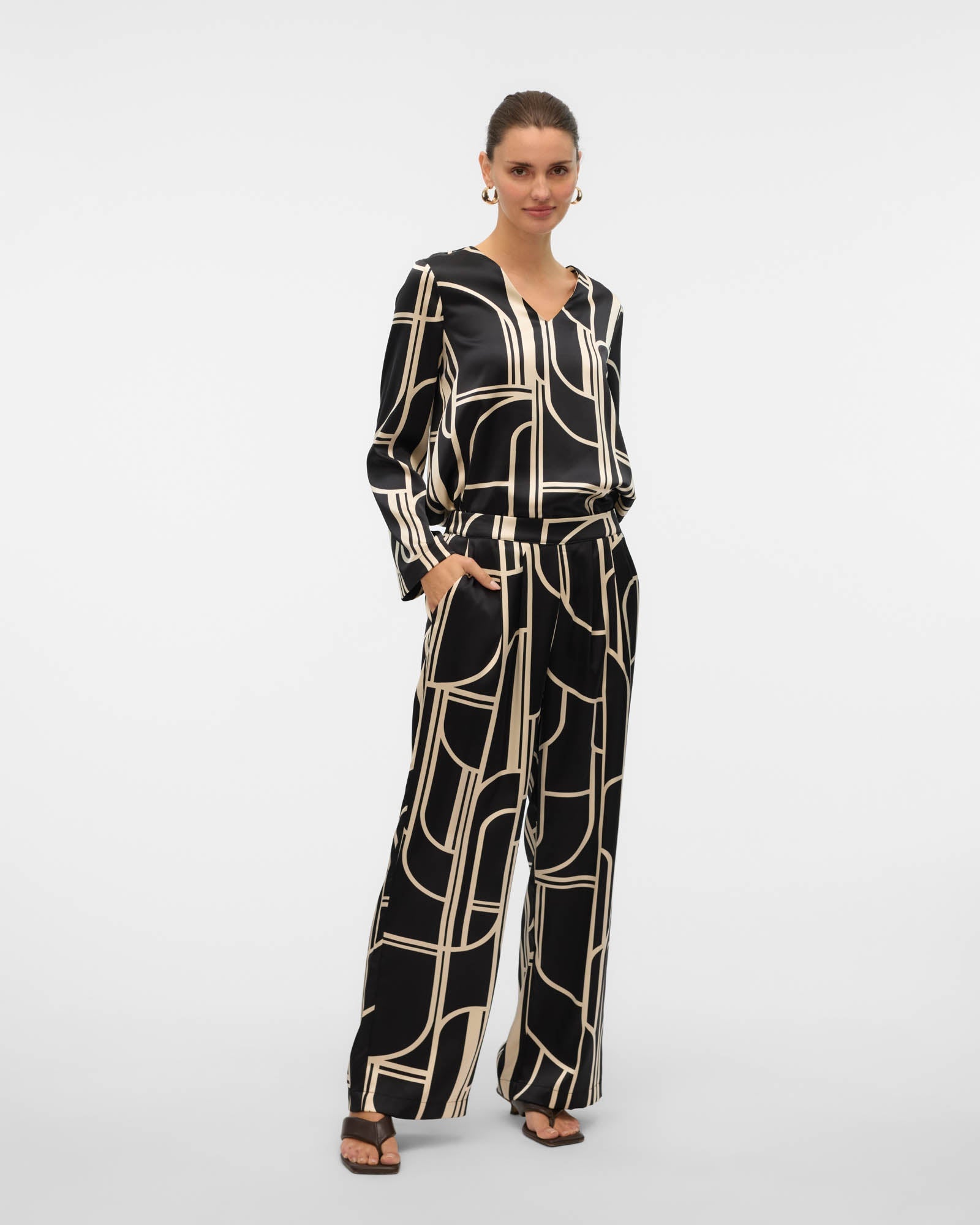 VMHADLEY PRINTED WIDE-LEG PANTS